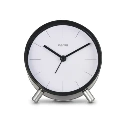 Funkwecker "Flores", analog, ohne Ticken, Schwarz