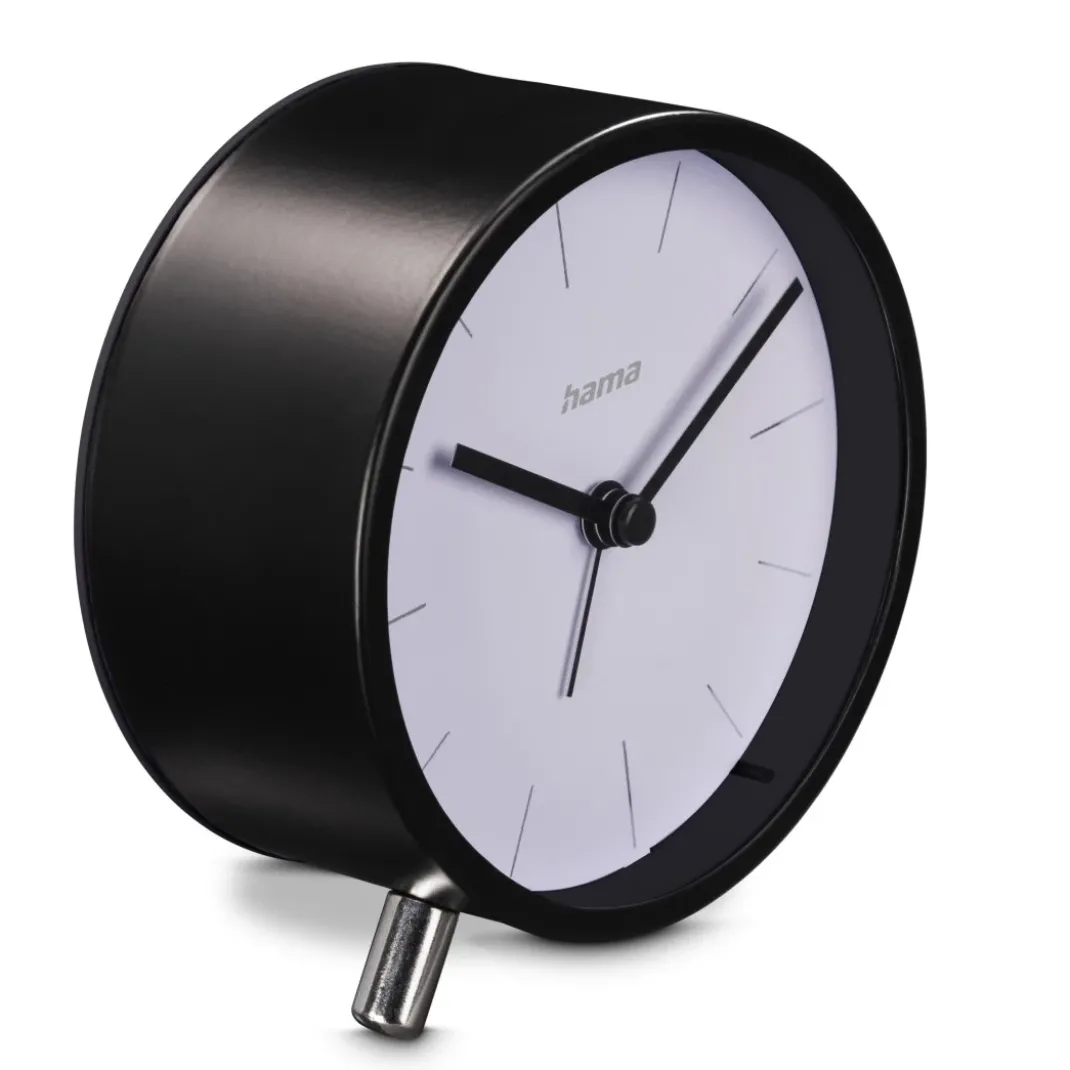 Funkwecker "Flores", analog, ohne Ticken, Schwarz