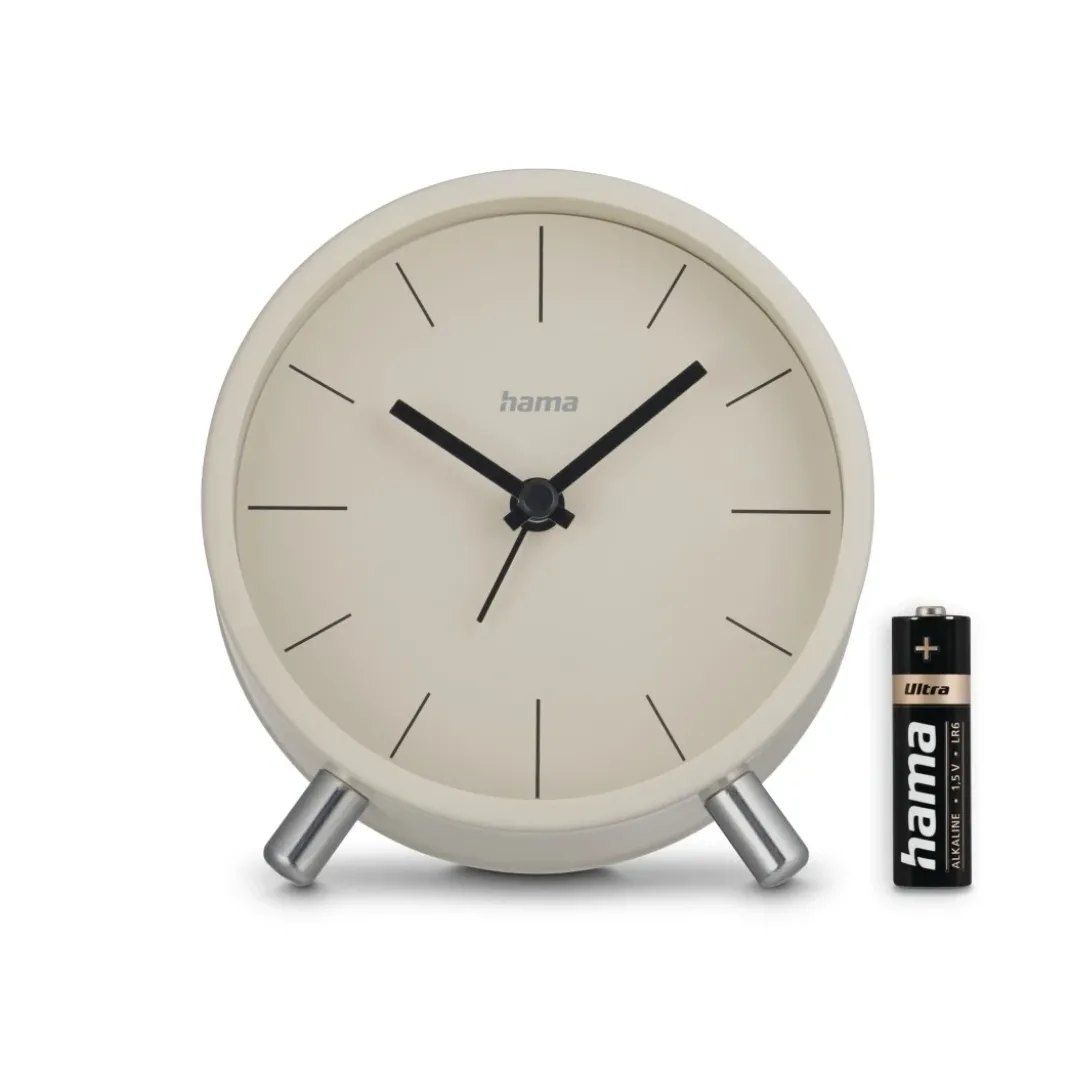 Funkwecker "Flores", analog, ohne Ticken, Grau/Beige