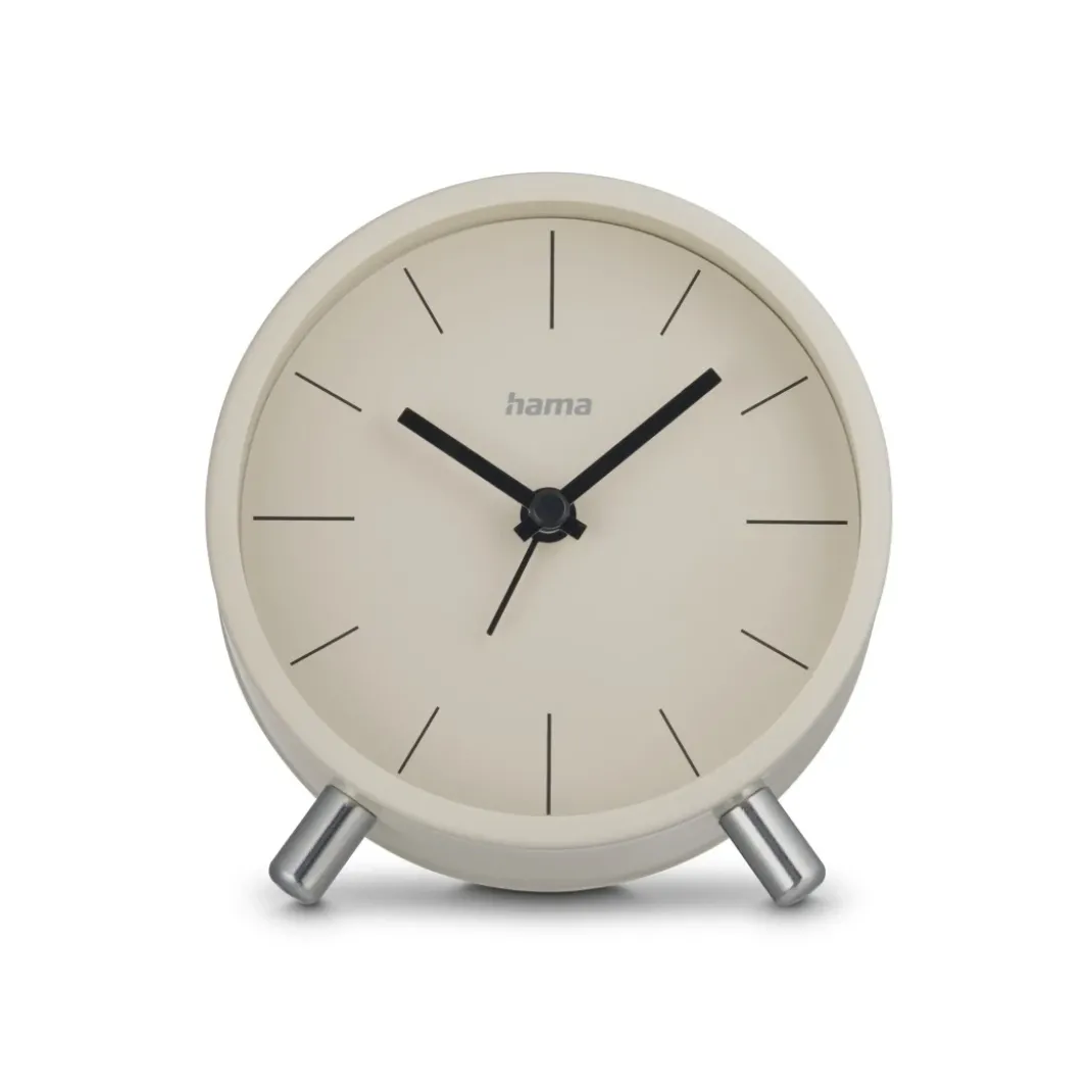 Funkwecker "Flores", analog, ohne Ticken, Grau/Beige