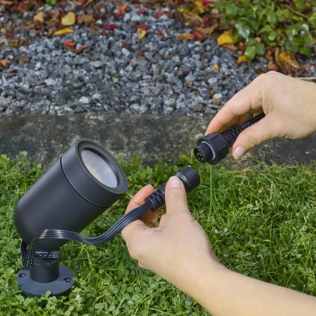 Gartenleuchte WLAN, Gartenstrahler + Erdspieß, Matter, IP65, farbig