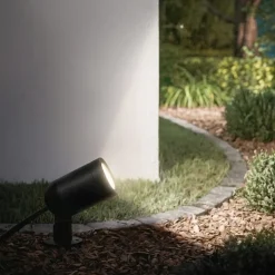 Gartenleuchte WLAN, Gartenstrahler + Erdspieß, Matter, IP65, farbig