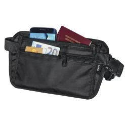 Geldkatze, flache Bauchtasche für Wertsachen, Schwarz