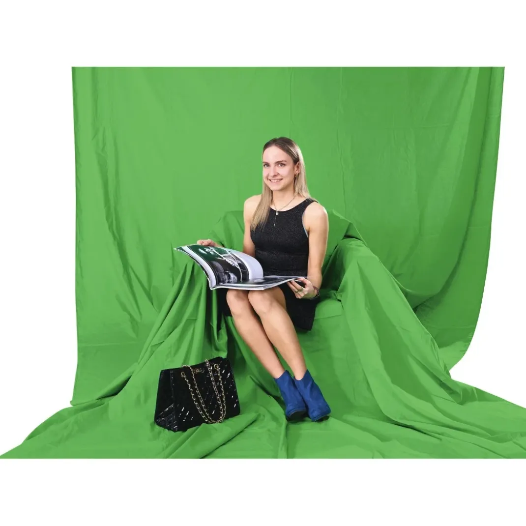 Greenscreen Hintergrund, Stoff, 2,95 x 6 m, Grün