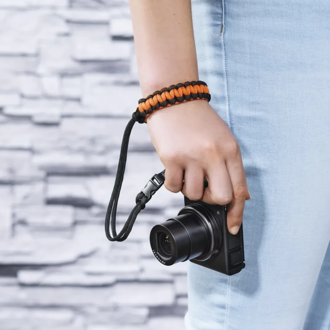 Handschlaufe "Braid 20", Schnellverschluss, Länge 20 cm, Schwarz/Orange