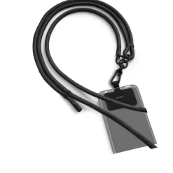 Handyband zum Umhängen, universal, verstellbar, Karabiner, 2 m, Schwarz
