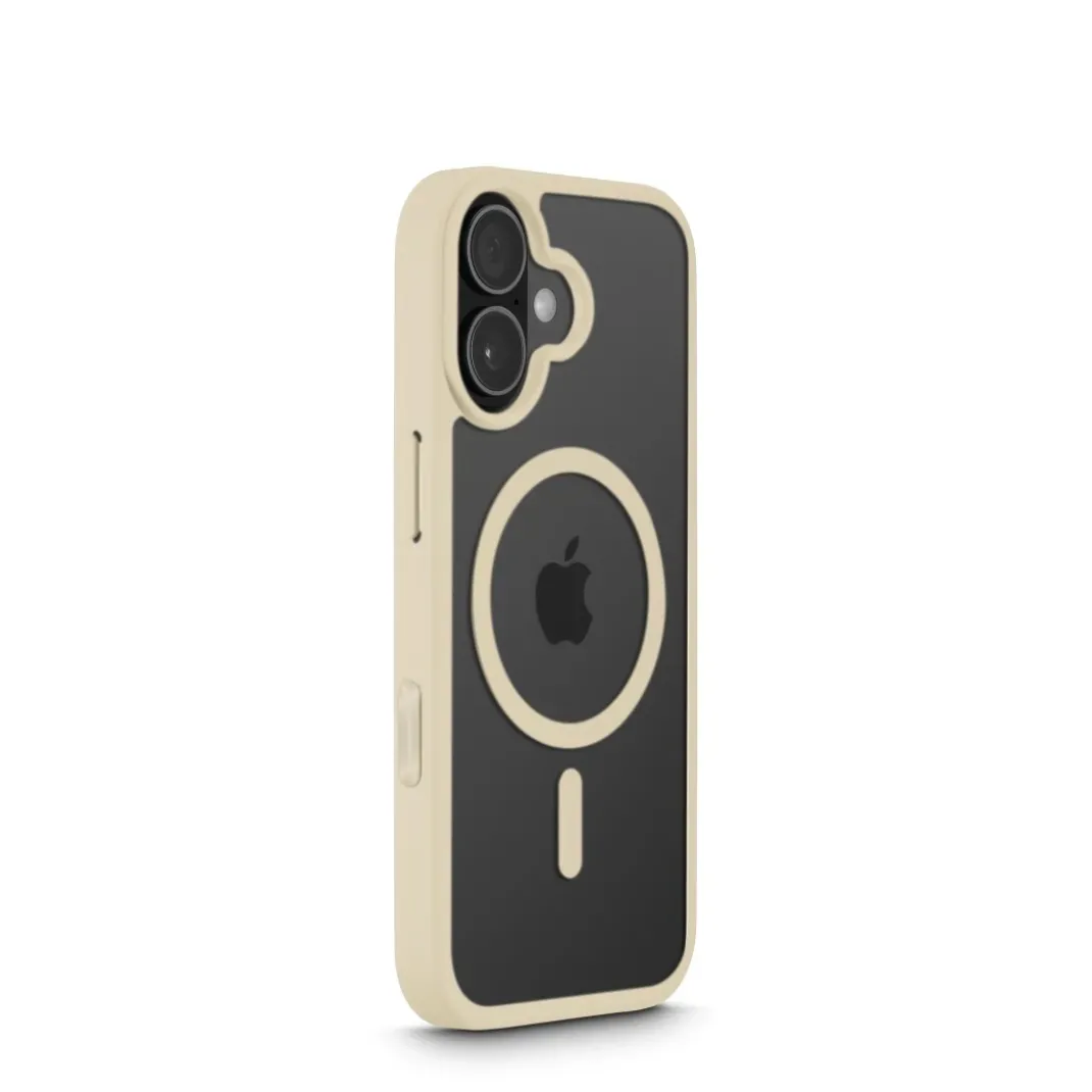 Handyhülle "Frame Protect" für iPhone 17, magnetisch, durchsichtig, Beige
