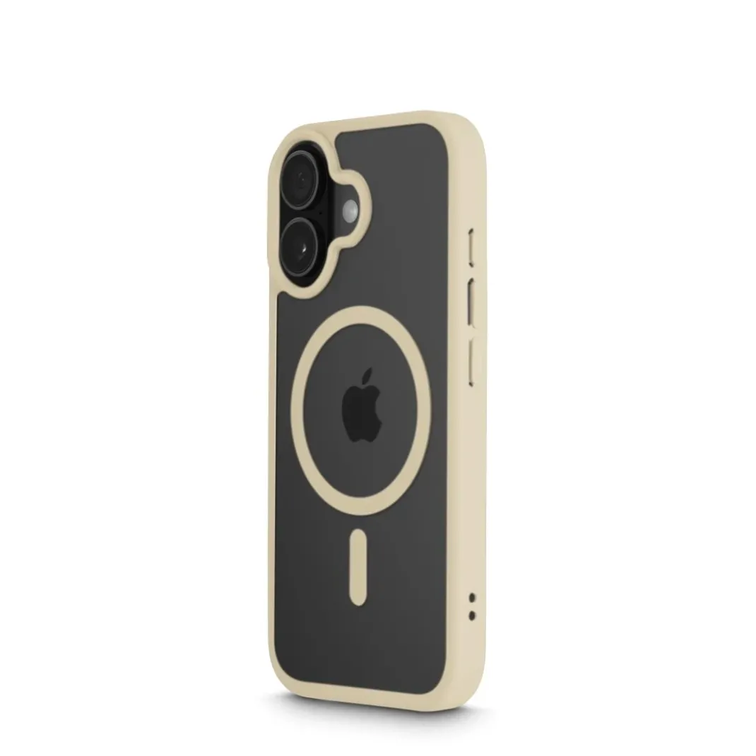 Handyhülle "Frame Protect" für iPhone 17, magnetisch, durchsichtig, Beige