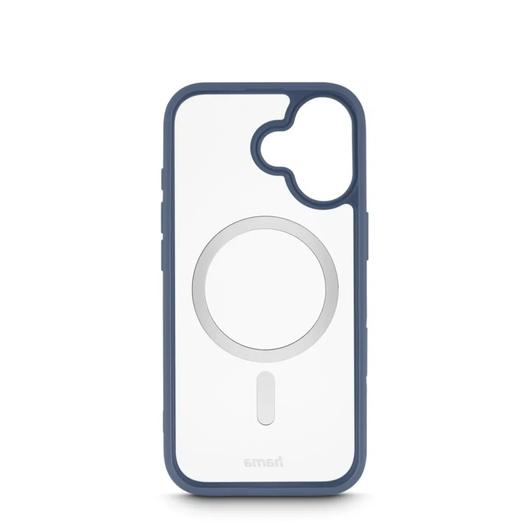 Handyhülle "Frame Protect" für iPhone 17, magnetisch, durchsichtig, Blau