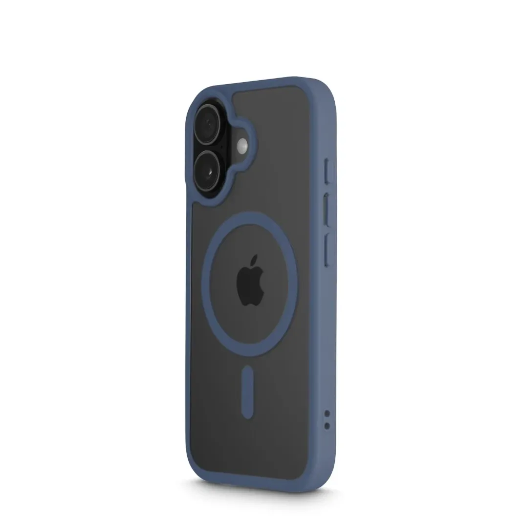 Handyhülle "Frame Protect" für iPhone 17, magnetisch, durchsichtig, Blau