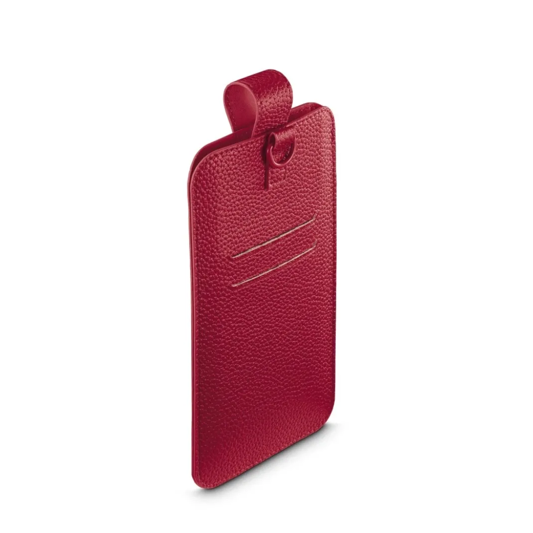 Handytasche, universal, für Handys mit 16,0 x 8,9 x 1,2 cm, Kunstleder, Rot