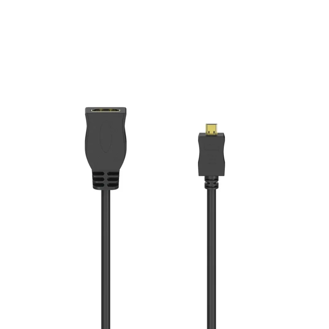 HDMI™-Kabeladapter, Typ D (Micro) St. - Typ A Kupplung, Ethernet, vergoldet