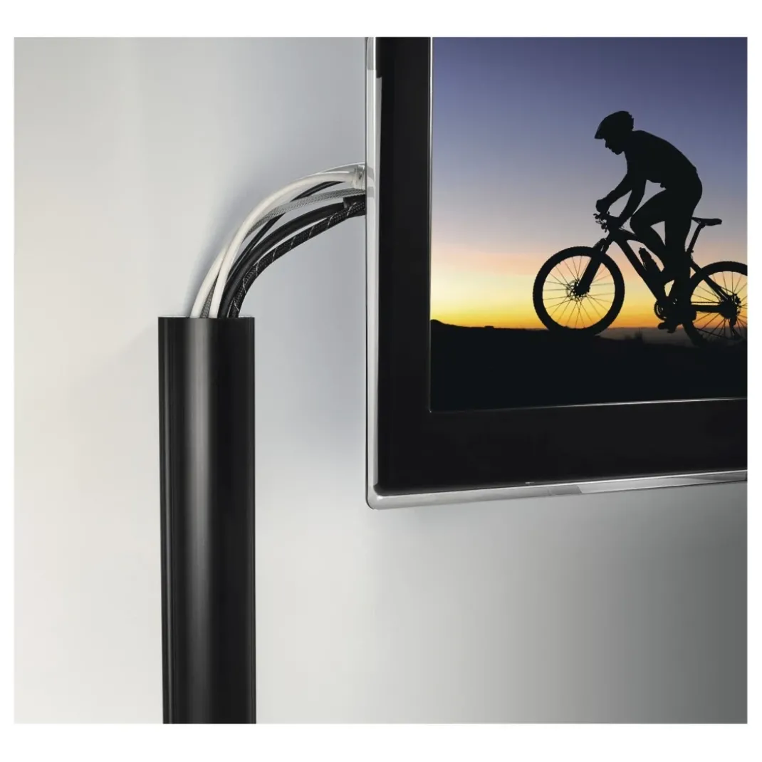 Kabelkanal, selbstklebend, halbrund, 100 x 7 x 2,1 cm, PVC, Schwarz
