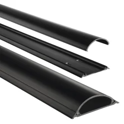 Kabelkanal, selbstklebend, halbrund, 100 x 7 x 2,1 cm, PVC, Schwarz
