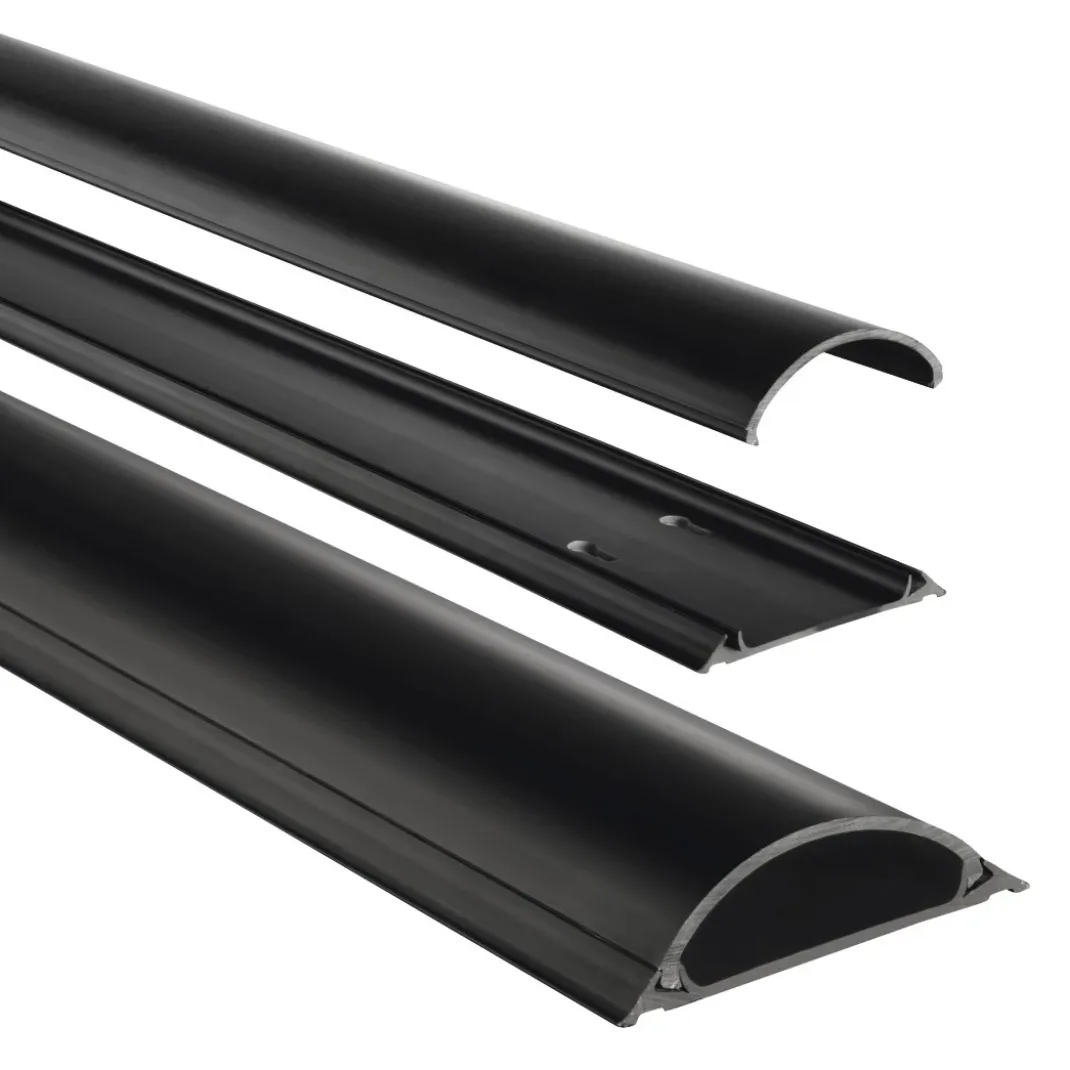Kabelkanal, selbstklebend, halbrund, 100 x 7 x 2,1 cm, PVC, Schwarz