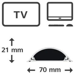 Kabelkanal, selbstklebend, halbrund, 100 x 7 x 2,1 cm, PVC, Weiß