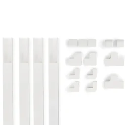 Kabelkanal-Set, 4 Stück, selbstklebend, 1 m, inkl. Verbindungsstücke, Weiß