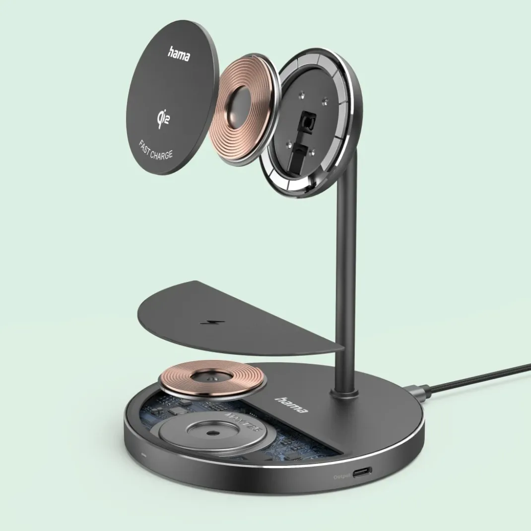 Kabelloses Qi2-Ladegerät, induktiv Schnellladen, 2in1-Ladestation, 15 W