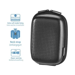Kameratasche "Hardcase Carbon Style", 7 x 4 x 11 cm innen, Schwarz