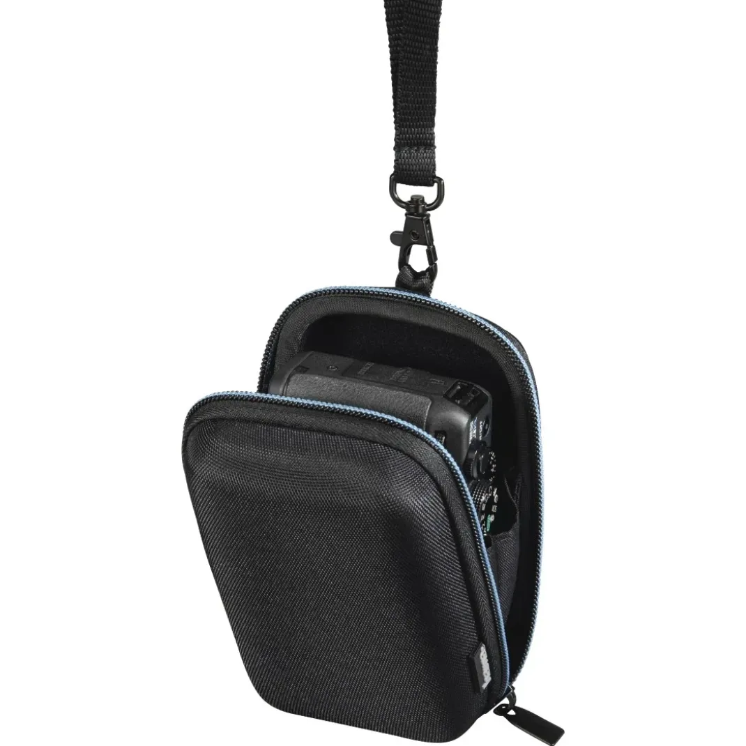 Kameratasche "Hardcase Zip", 7,5 x 4,5 x 12,5 cm innen, Schwarz/Blau