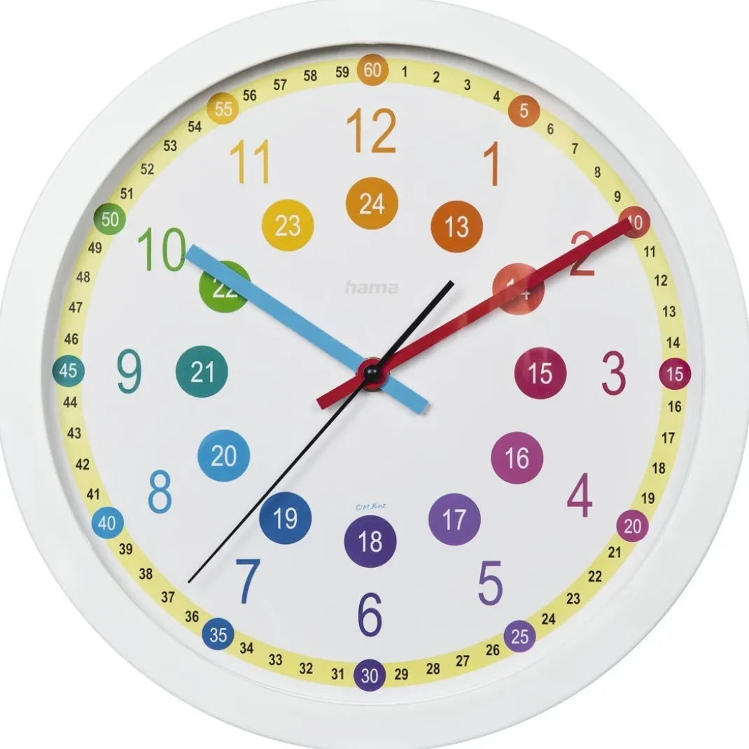 Kinder-Wanduhr "Easy Learning", Durchmesser 30 cm, geräuscharm