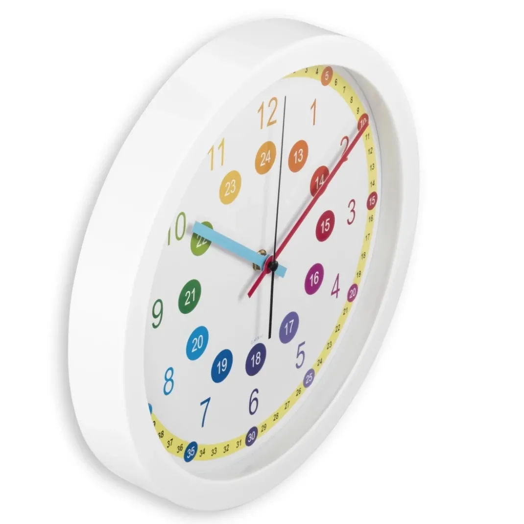 Kinder-Wanduhr "Sal", ohne Ticken, für Kinderzimmer, analog, Ø 30 cm, Bunt