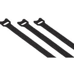 Klett-Kabelbinder, wiederverwendbar, 12 x 200 mm, Schwarz, 20 Stück