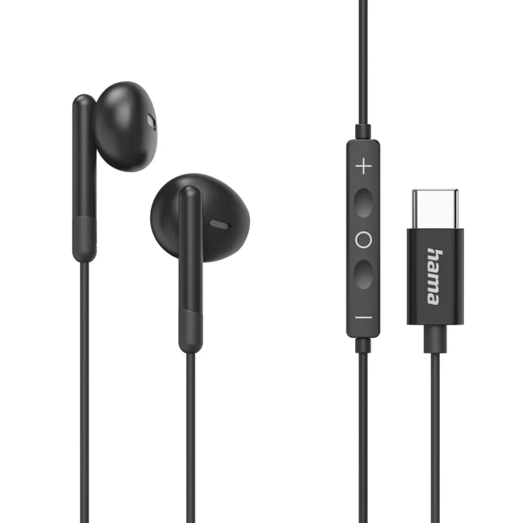 Kopfhörer "Classy", Earbuds, Mikrofon, Kabelknickschutz, USB-C, Schwarz