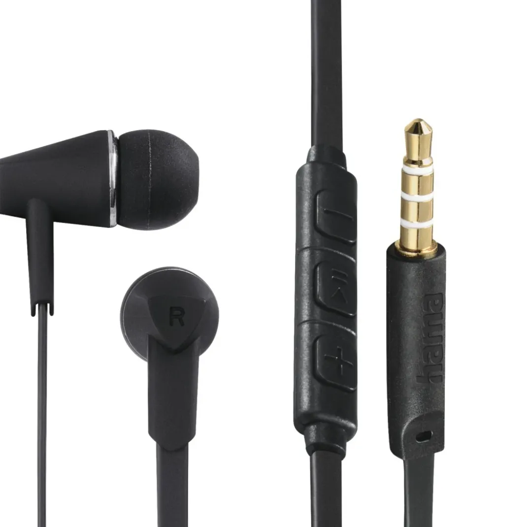 Kopfhörer "Joy", In-Ear, Mikrofon, Flachbandkabel, Schwarz
