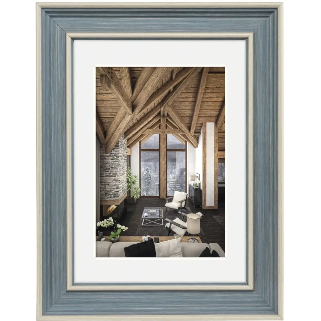 Kunststoffrahmen "Rustic", Grau-Blau, 20 x 30 cm