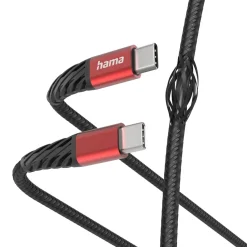 Ladekabel "Extreme", USB-C - USB-C, 1,5 m, Nylon, Schwarz/Rot
