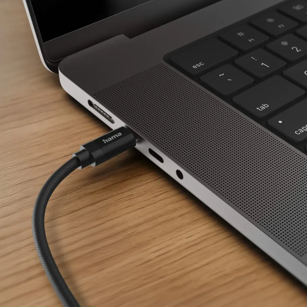 Ladekabel "Fabric", USB-C - USB-C, 100W, 1,5 m, Nylon, Schwarz