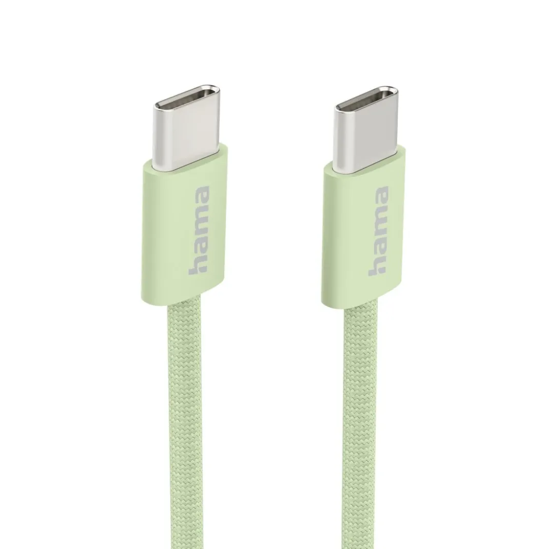 Ladekabel "Fabric", USB-C - USB-C, 1m, Nylon, Grün