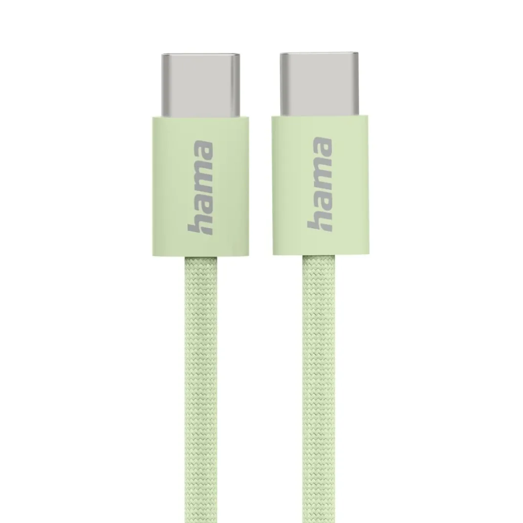 Ladekabel "Fabric", USB-C - USB-C, 1m, Nylon, Grün