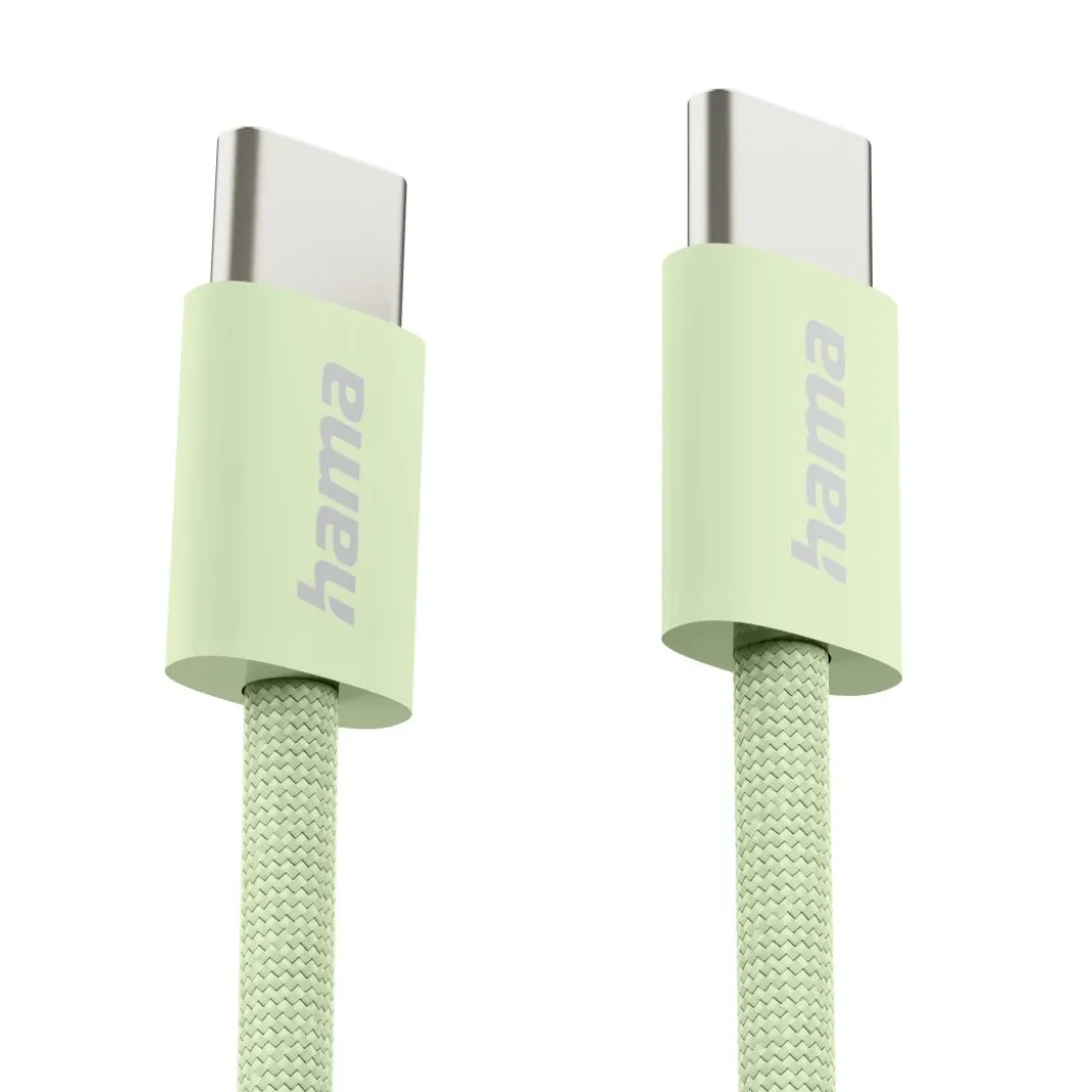 Ladekabel "Fabric", USB-C - USB-C, 1m, Nylon, Grün