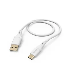 Ladekabel "Flexible", USB-A - USB-C, 1,5 m, Silikon, Weiß