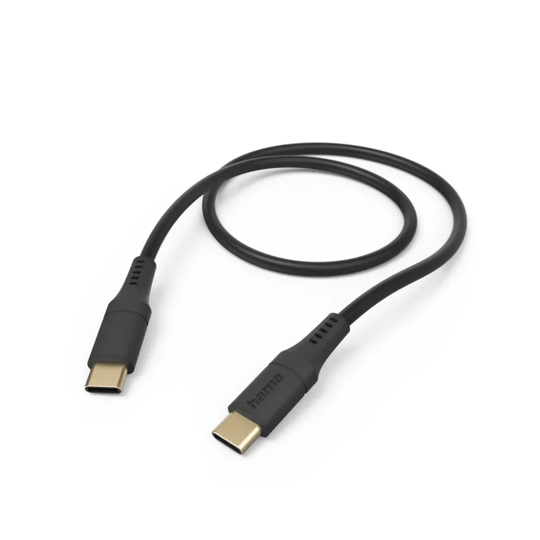 Ladekabel "Flexible", USB-C - USB-C, 1,5 m, Silikon, Schwarz
