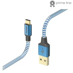 Ladekabel "Reflective", USB-A - USB-C, 1,5 m, Nylon, Blau