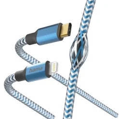 Ladekabel "Reflective", USB-C - Lightning, 1,5 m, Nylon, Blau