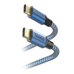 Ladekabel "Reflective", USB-C - USB-C, 1,5 m, Nylon, Blau