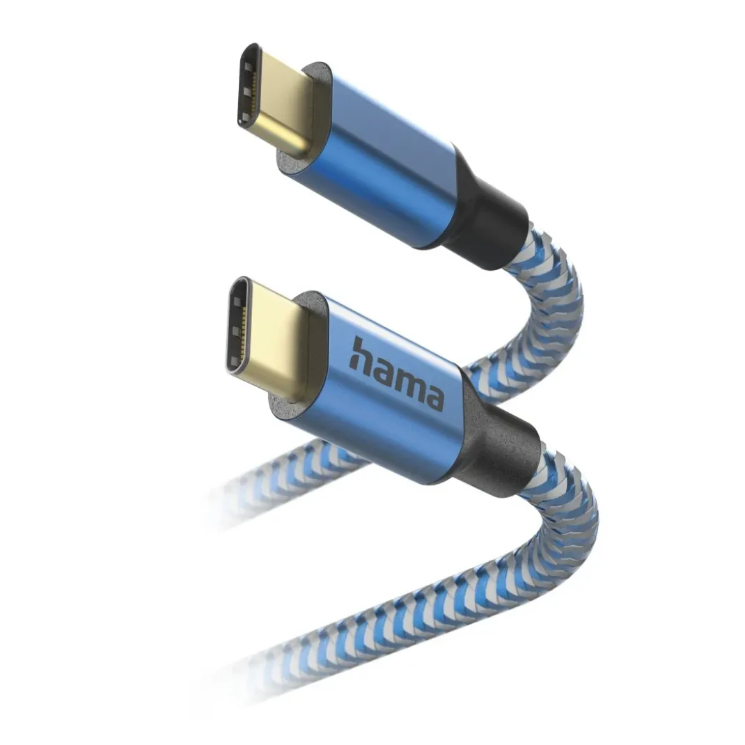 Ladekabel "Reflective", USB-C - USB-C, 1,5 m, Nylon, Blau