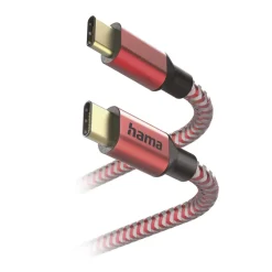 Ladekabel "Reflective", USB-C - USB-C, 1,5 m, Nylon, Rot