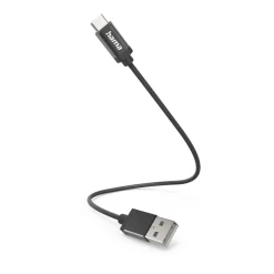 Ladekabel, USB-A - USB-C, 0,2 m, Nylon, Schwarz