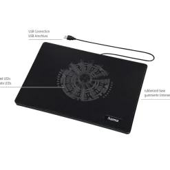 Laptop-Kühler "Slim", ultraflach, leise, leicht, bis 40 cm (15,6"), Schwarz
