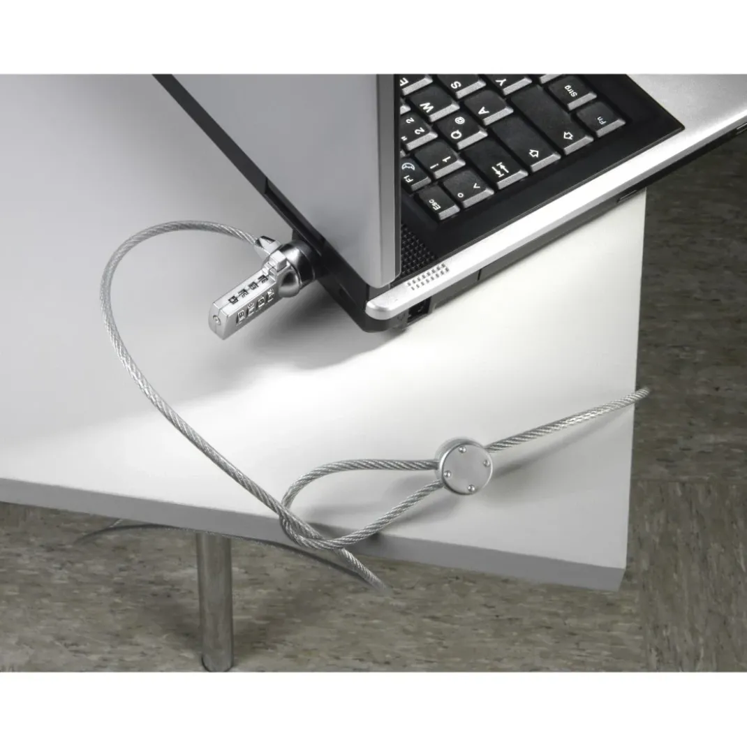 Laptopschloss "Light", Zahlenschloss 4-stellig, Carbonstahl, Silber