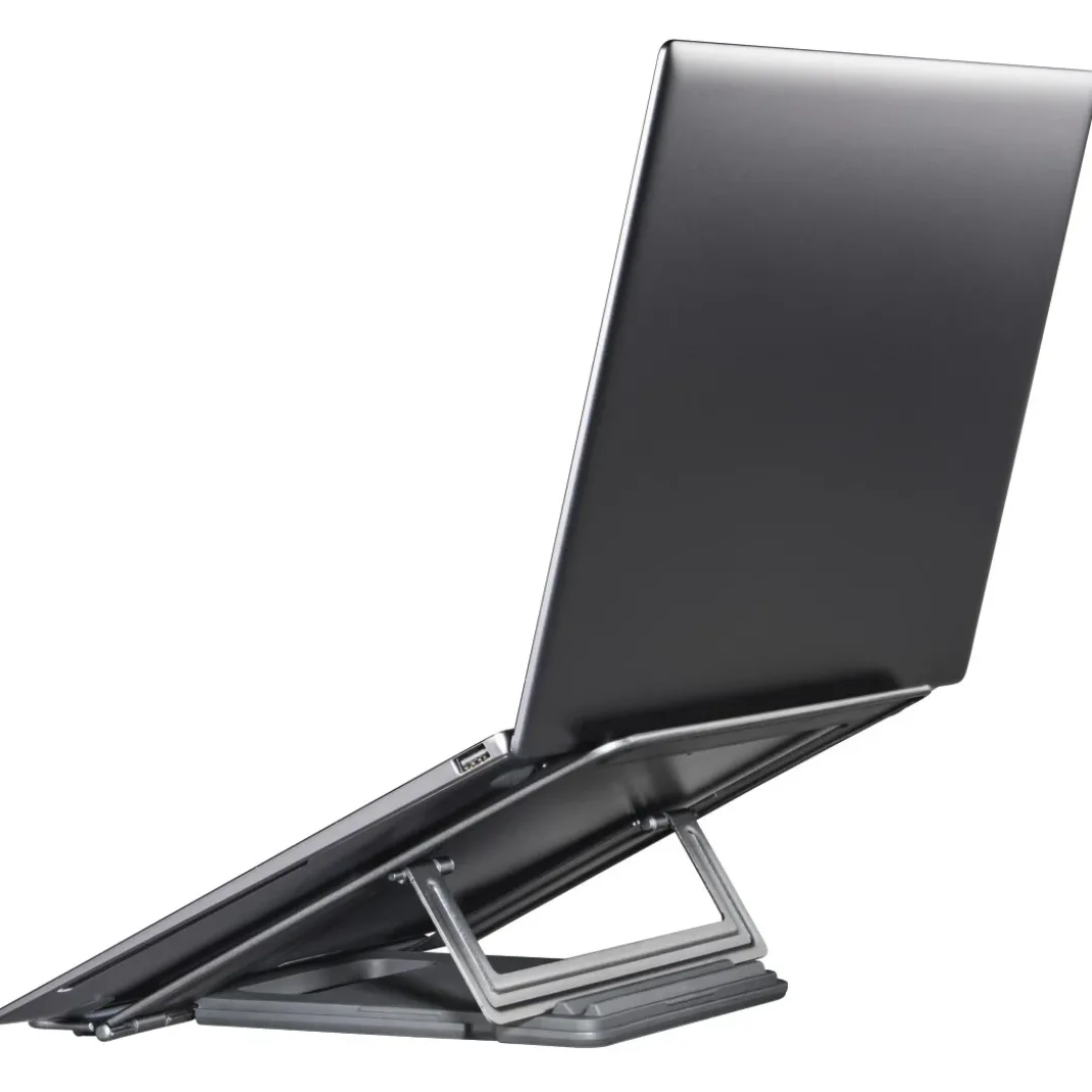 Laptop-Stand "Metall", 4-stufig neigbar, faltbar, bis 40 cm (15,6"), Grau