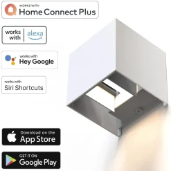 LED Wandlampe für innen und außen, WLAN, App- u. Sprachsteuerung, Weiß