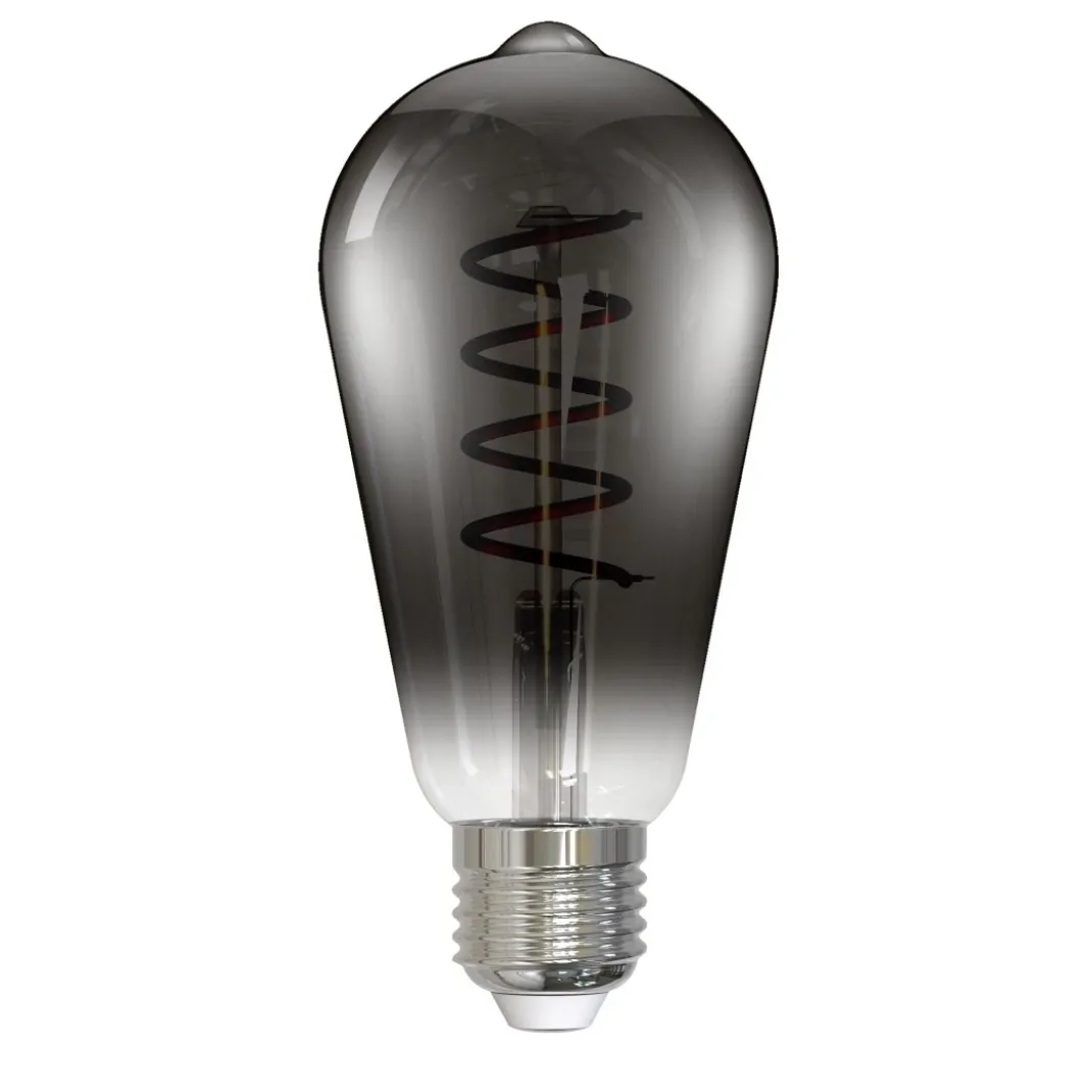 LED-Filamentlampe, E27, Edison ST64, smoke, klar, extra Warmweiß, dimmbar