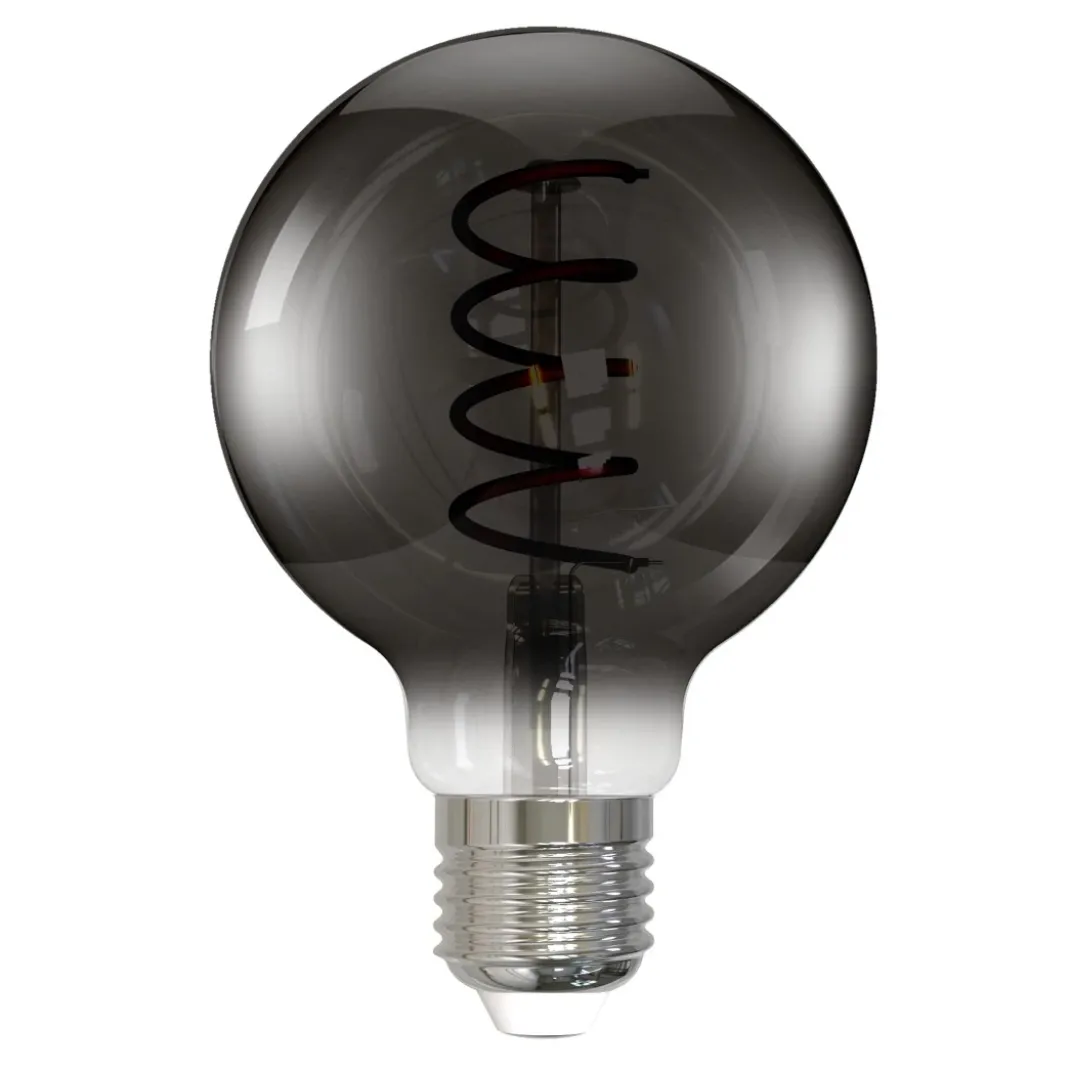 LED-Filamentlampe, E27, Globe G80, smoke, klar, extra Warmweiß, dimmbar