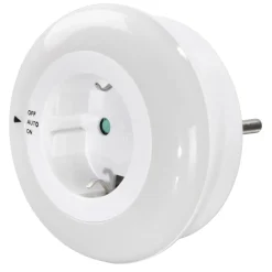 LED-Nachtlicht "Circle" m. integr. Steckdose, Lichtsensor, Berührungsschutz